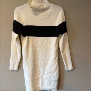 SHEIN Black and White Turtleneck Sweater Dress